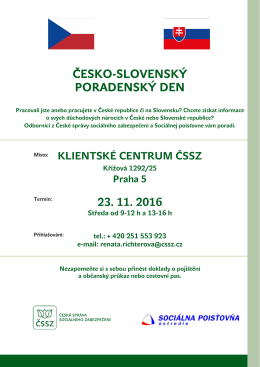 ČESKO-SLOVENSKÝ PORADENSKÝ DEN 23. 11. 2016