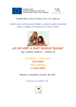 Co m&aacute; umět a zn&aacute;t budouc&iacute; &scaron;kol&aacute;k