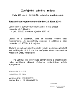 Zveřejněn&iacute; z&aacute;měru města