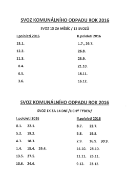 SVOZ KOMUN&Aacute;LN&Iacute;HO ODPADU ROK 2016
