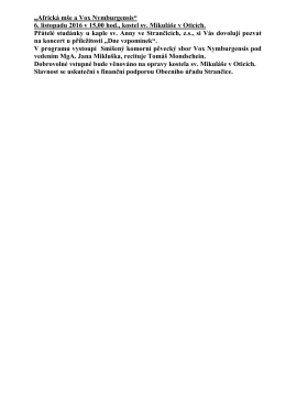 „Africká mše a Vox Nymburgensis“ 6. listopadu 2016 v 15,00 hod