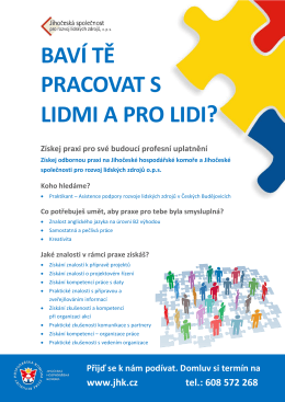 BAVÍ TĚ PRACOVAT S LIDMI A PRO LIDI?
