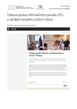 Tisková zpráva informačního portálu ZČU o zahájení projektu Cesty