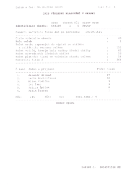 Page 1 Datum a čas: 08 . 10. 2016 16:05 List č. : 1 oPIs výsLEDKU