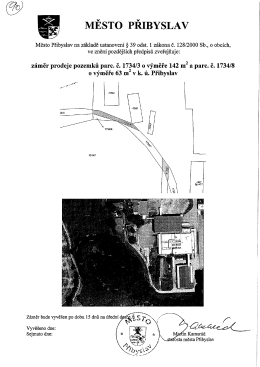90 - Z&aacute;měr prodeje poz. parc. č. 1734/3 a 1734/8 v k. &uacute;. Přibyslav