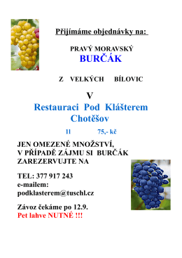 BURČÁK V Restauraci Pod Klášterem Chotěšov