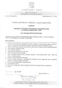 Pozvánka na ustavující zasedání Jč kraje