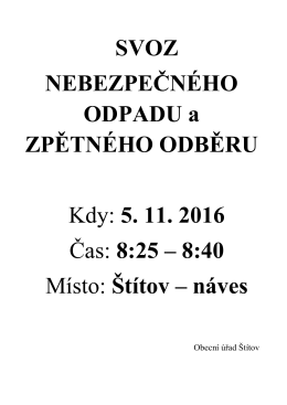 Svoz nebezpečn&eacute;ho odpadu II. 2016