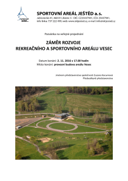 záměr rozvoje rekreačního a sportovního areálu vesec