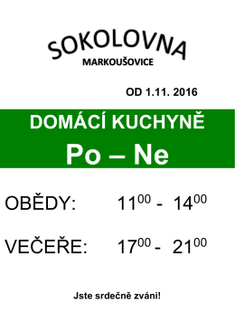 dom&aacute;c&iacute; kuchyně Sokolovna Markou&scaron;ovice