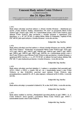 Usnesení Rady města Česká Třebová z jednání konaného dne