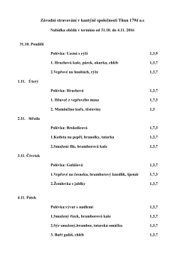 Závodní stravování v kantýně společnosti Thun 1794 as