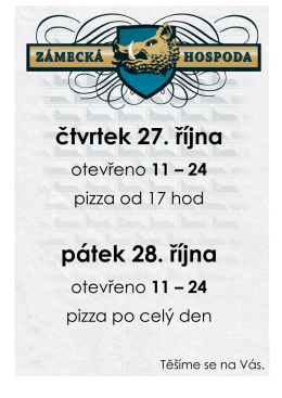 čtvrtek 27. října pátek 28. října
