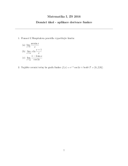 Matematika I, ZS 2016 Dom&aacute;c&iacute; &uacute;kol