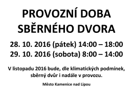 Provozní doba sběrného dvora