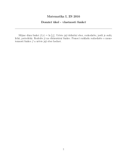 Matematika I, ZS 2016 Dom&aacute;c&iacute; &uacute;kol