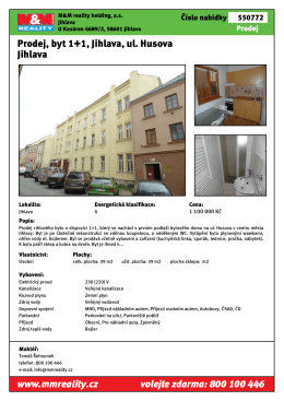 Prodej, byt 1+1, Jihlava, ul. Husova Jihlava www.mmreality.cz