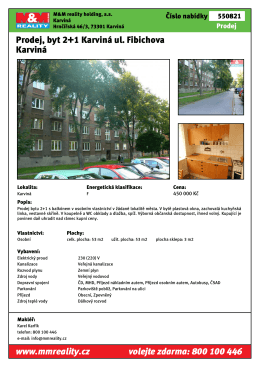 Prodej, byt 2+1 Karvin&aacute; ul. Fibichova Karvin&aacute; www.mmreality.cz