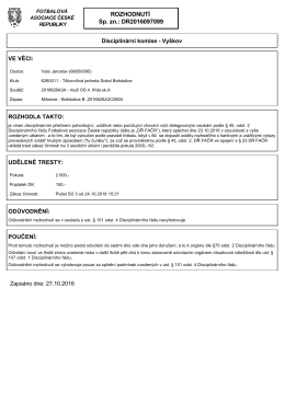 ROZHODNUTÍ Sp. zn.: DR2016097099