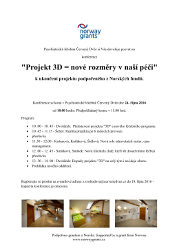 "Projekt 3D = nové rozměry v naší péči"