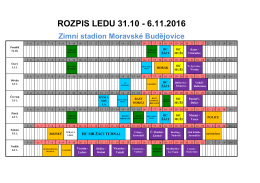 rozpis 31.10.- 6.11.2016 - Zimní stadion Moravské Budějovice