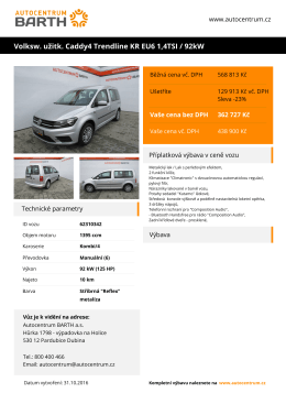 Volksw. užitk. Caddy4 Trendline KR EU6 1,4TSI / 92kW