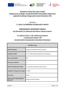 3. výzva nositele ITI - nízkoemisní a bezemisní vozidla