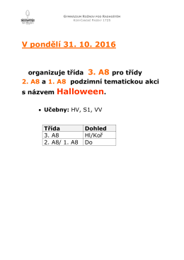 V pondělí 31. 10. 2016 - Gymnázium Rožnov pod Radhoštěm