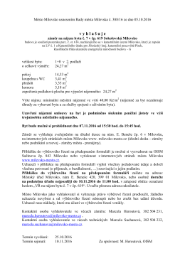 Záměr na nájem bytu č. 7 v čp. 619 Sokolovská