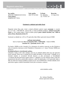 Sp. značka Na&scaron;e značka Vyřizuje Brno dne 3850/OSC/MMB