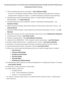 Lista gości zaproszonych na uroczystość otwarcia