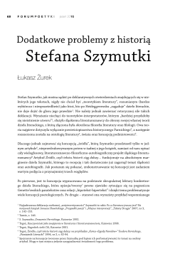 Dodatkowe problemy z historią Stefana Szymutki