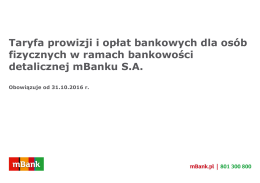 Taryfa prowizji i opłat bankowych dla osób fizycznych w