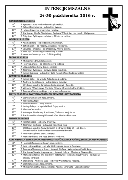 intencje mszalne