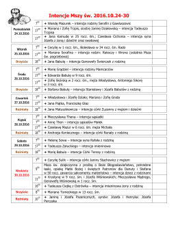 Intencje Mszy św. 2016.10.24-30