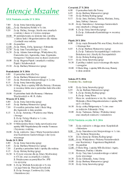Intencje Mszalne