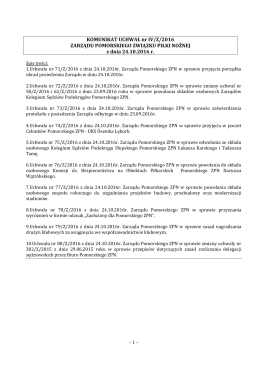 1 - KOMUNIKAT UCHWAŁ nr IV/Z/2016 ZARZĄDU POMORSKIEGO