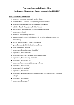 Plan pracy Samorządu Uczniowskiego - News