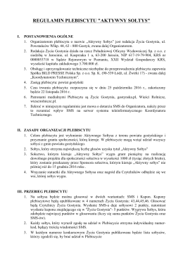 REGULAMIN PLEBISCYTU "AKTYWNY SOŁTYS"
