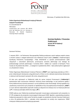 pismo Polskiej Organizacji Niebankowych Instytucji