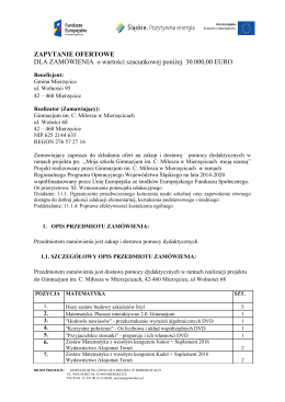 Zapytanie ofertowe 2 - Gimnazjum im. Czesława Miłosza