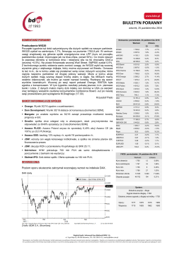 Przebudzenie WIG20 - Dom Maklerski BDM SA