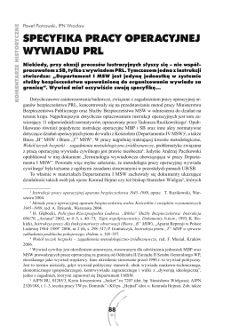 specyfika pracy operacyjnej wywiadu prl