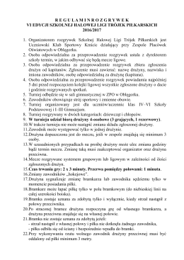 Regulamin rozgrywek Szkolnej Halowej Ligi Trójek Piłkarskich