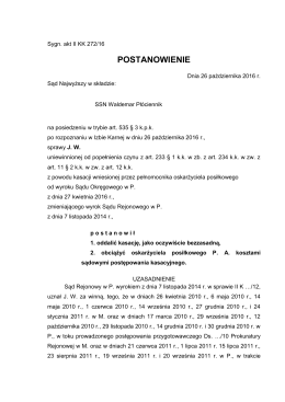 postanowienie - Sąd Najwyższy