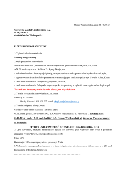 Ostrowski Zakład Ciepłowniczy SA ul. Wysocka 57 63-400