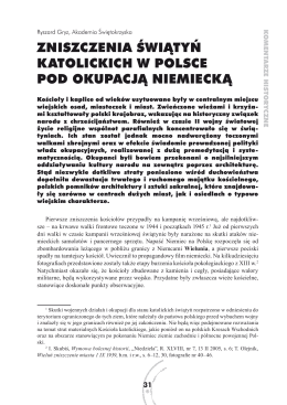 ZNISZCZENIA ŚWIąTYń KATOLICKICH W POLSCE POD