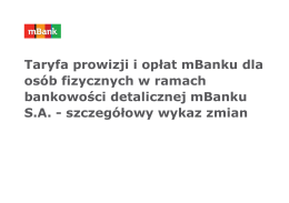 Taryfa prowizji i opłat mBanku