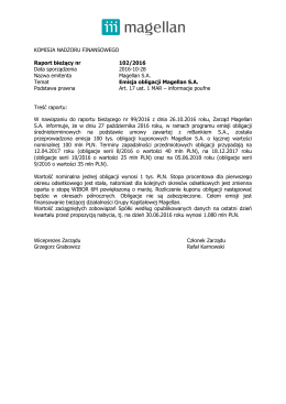 KOMISJA NADZORU FINANSOWEGO Raport bieżący nr