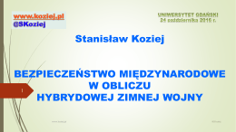Stanisław Koziej BEZPIECZEŃSTWO MIĘDZYNARODOWE W